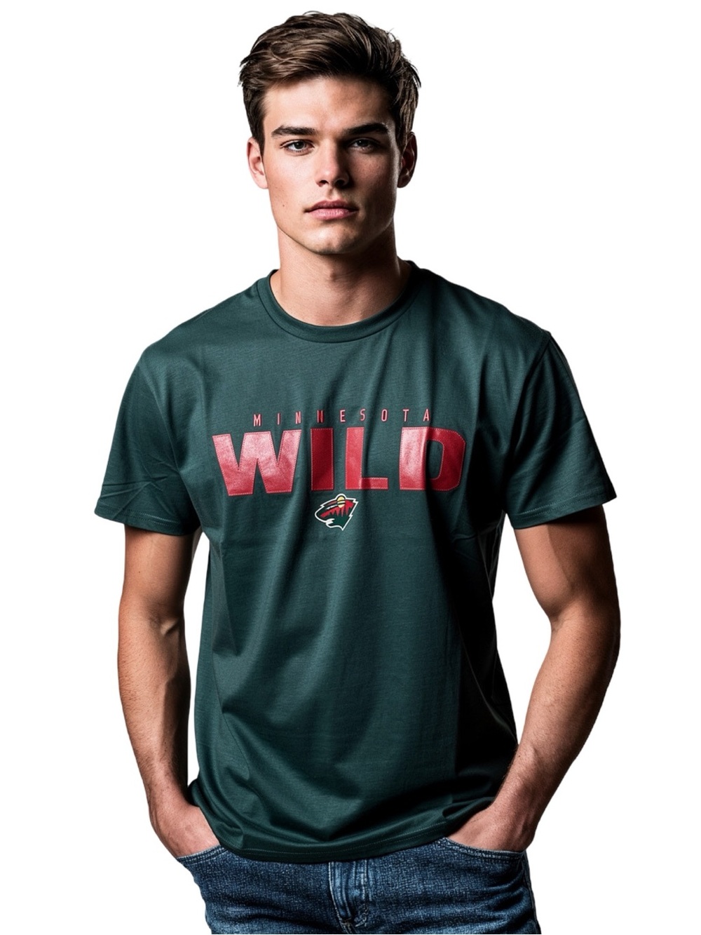 Minnesota Wild NHL Men's Dark Green Logo T‑Shirt Size L NWT